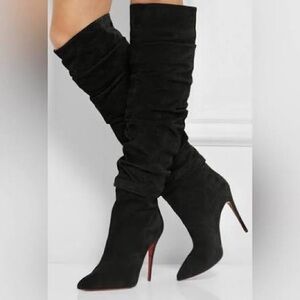 Christian Louboutin Black Suede Heeled Boots